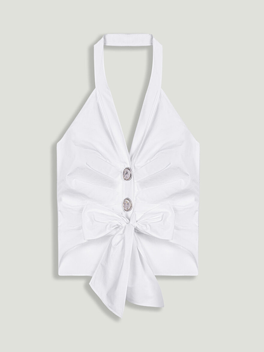 Nocturne Aksesuar Detaylı Halter Yaka Bluz