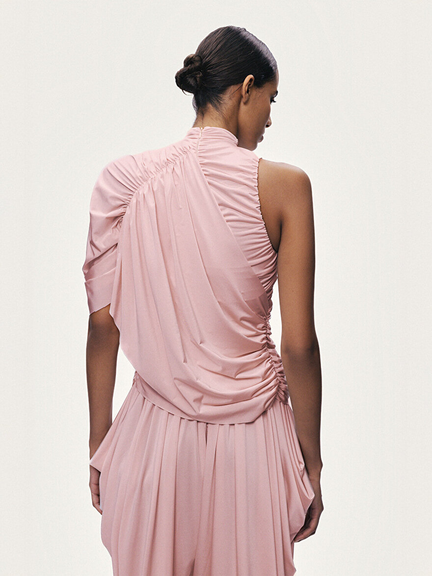 Nocturne Asimetrik Kol Detaylı Drapeli Bluz