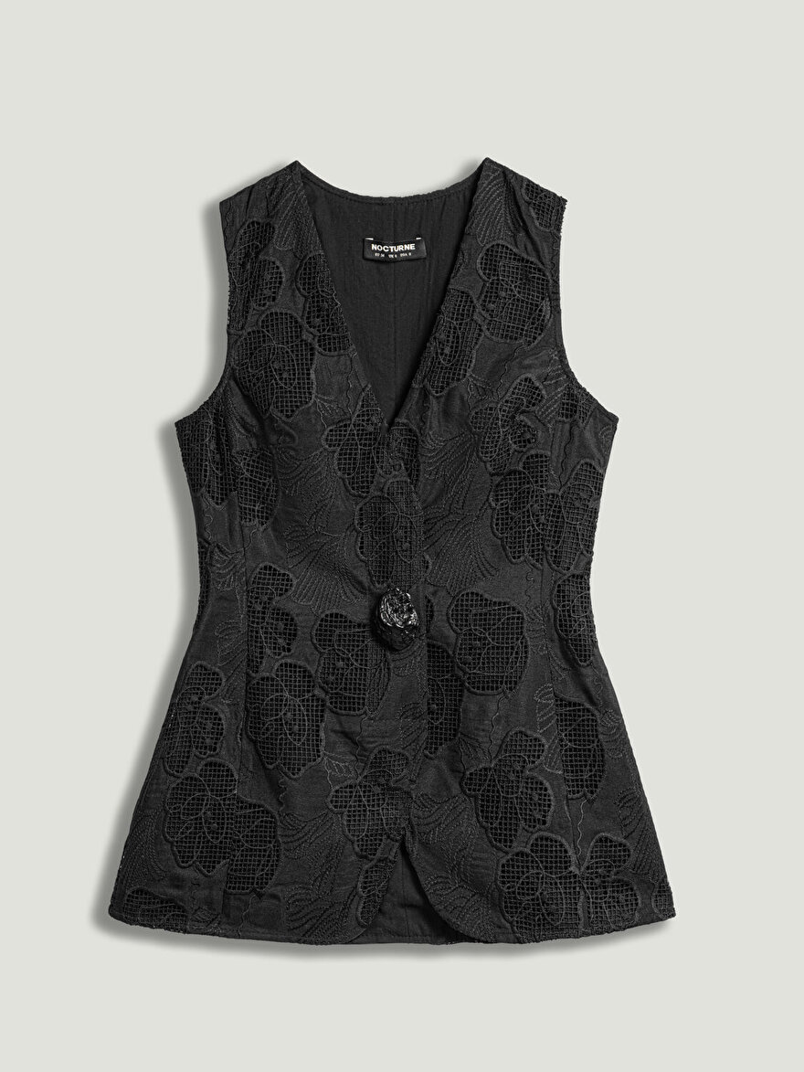 Nocturne Aksesuarlı Brode Detaylı Yelek