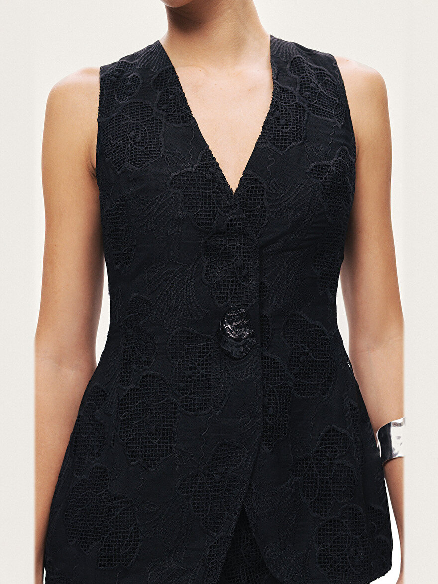 Nocturne Aksesuarlı Brode Detaylı Yelek