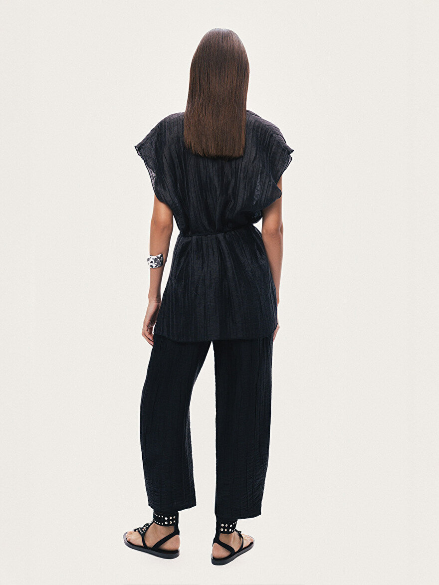 Nocturne Kırışık Detaylı Kruvaze Yelek