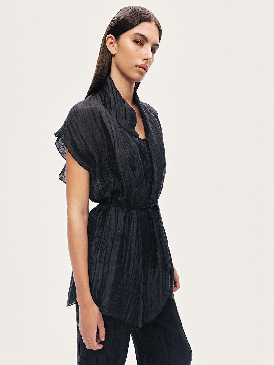 Nocturne Kırışık Detaylı Kruvaze Yelek