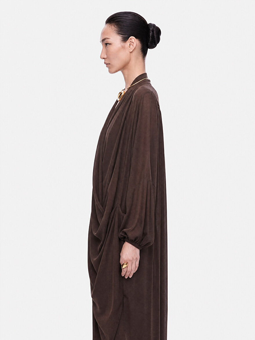 Nocturne Kruvaze Yaka Maxi Elbise