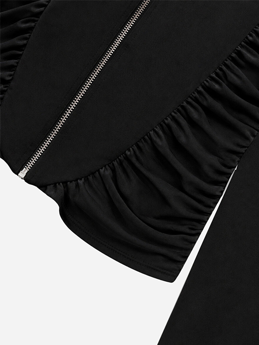 Nocturne Büzgü ve Metal Fermuar Detaylı Bluz